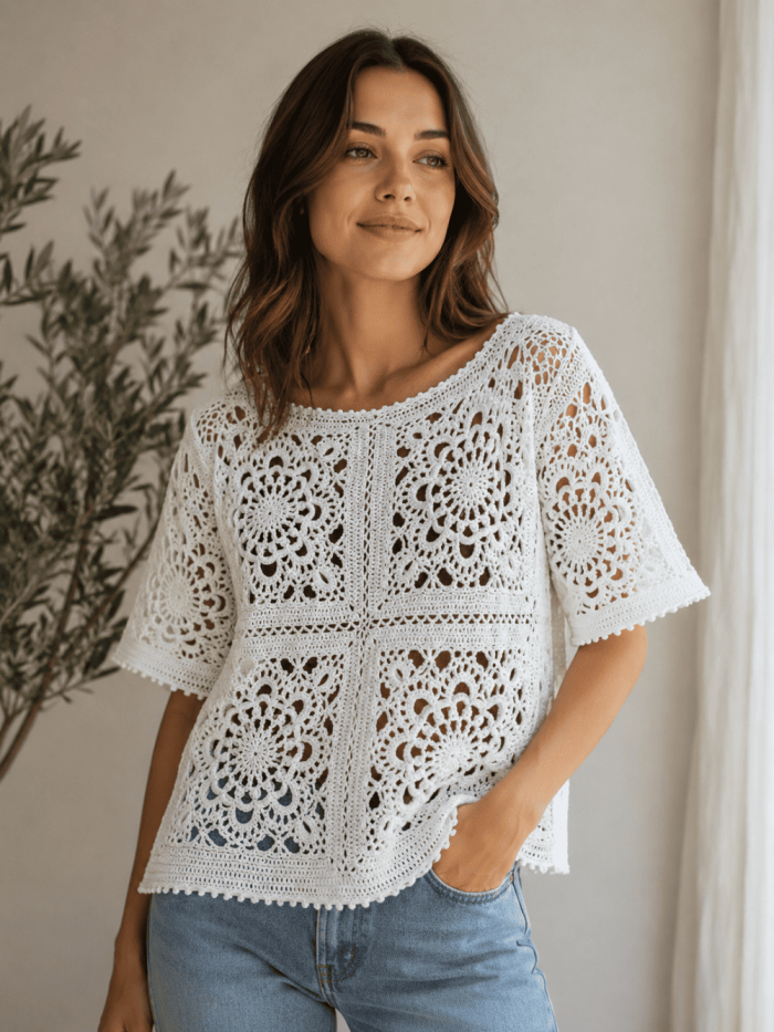 Bluzka Mandala – ręcznie robiona bluzka na szydełku handmade - obrazek 2