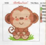 Kanwa z nadrukiem 15x15 - MAŁPKA (1030)