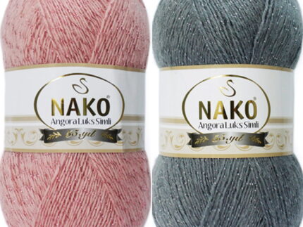 Włóczka NAKO ANGORA LUKS SIMLI 100g/500m - akryl + moher + wełna + nitka metalizowana