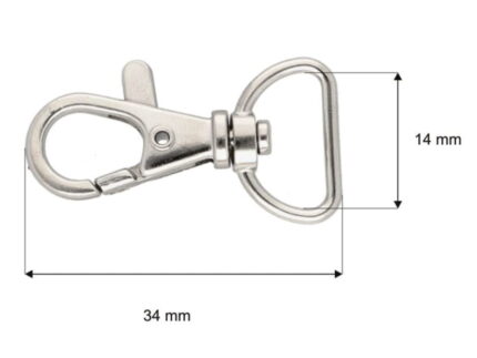 Karabińczyk metalowy SREBRNY rybka 15mm