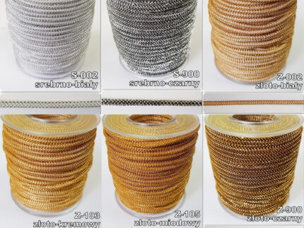 Sznurek metalizowany PERLA 3mm/ rolka 25m