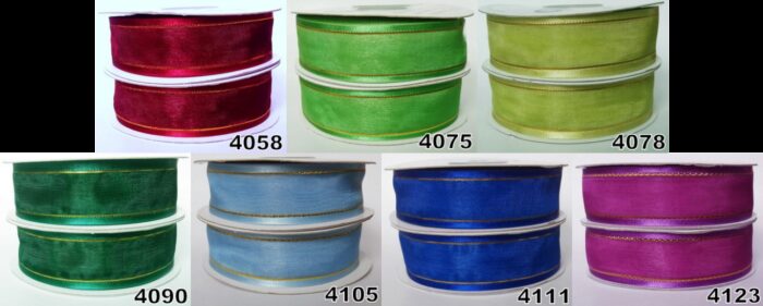 Wstążka SZYFONOWA ze ZŁOTYM BRZEGIEM 25mm NA METRY