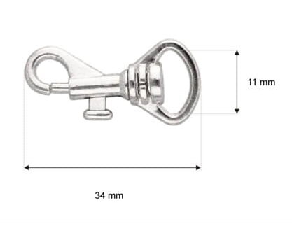Karabińczyk metalowy 11x34mm SREBRNY (2)
