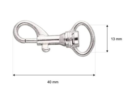 Karabińczyk metalowy 13x40mm SREBRNY
