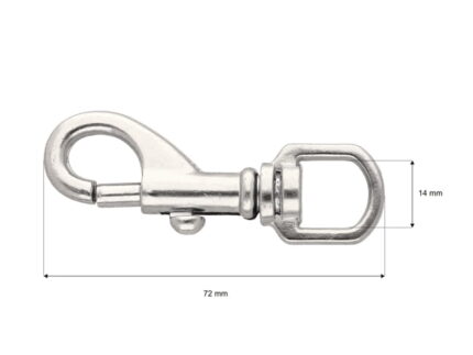 Karabińczyk metalowy 14x72mm SREBRNY
