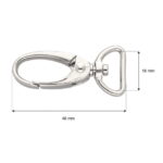 Karabińczyk metalowy 16x46mm SREBRNY