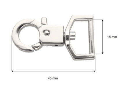 Karabińczyk metalowy 18x45mm SREBRNY