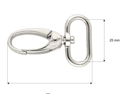 Karabińczyk metalowy 25x50mm SREBRNY (1)