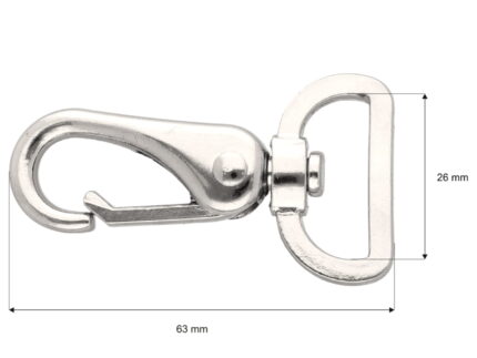 Karabińczyk metalowy 26x63mm SREBRNY (17)
