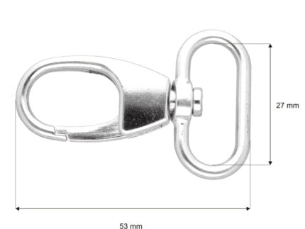 Karabińczyk metalowy 27x53mm SREBRNY (5)