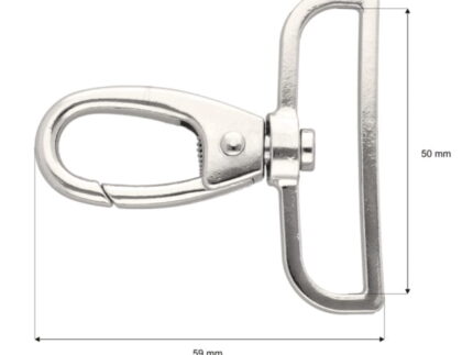 Karabińczyk metalowy 50x59mm SREBRNY
