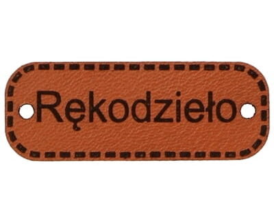 Metka RĘKODZIEŁO 40mm (kol.299-c.brąz)