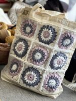 Torba bawełniana z szydełkowym przodem